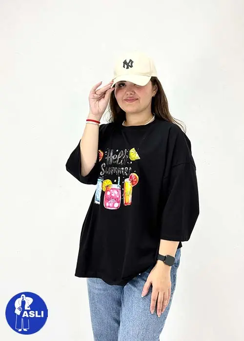 تیشرت باکسی سایز بزرگ Hello summer